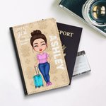 Gepersonaliseerde Just A Girl Who Loves Reizen Stijlvolle Draagbare Paspoort Cover met Naam Reis Reis Accessoire Verjaardagscadeau voor Vrienden Famil