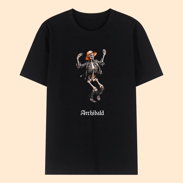 Personalisierte Tanzen Skelett Kürbis T-Shirt Halloween Skelett Familie Versammlung Kurzarm-T-Shirt Halloween Urlaub Party Geschenk für Familie