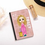 Gepersonaliseerde Just A Girl Who Loves Reizen Stijlvolle Draagbare Paspoort Cover met Naam Reis Reis Accessoire Verjaardagscadeau voor Vrienden Famil