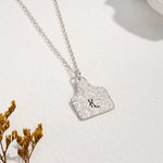 Personalised Cow Cattle Tag Necklace Initial Logo Pendant Necklace Cowgirl Cowboy Jewellery Birthday Gift for Cow Lover