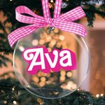 Personalized Doll Pink Checkerboard Acrylic Ornament Home Christmas Tree Decoration Christmas Gift for Her