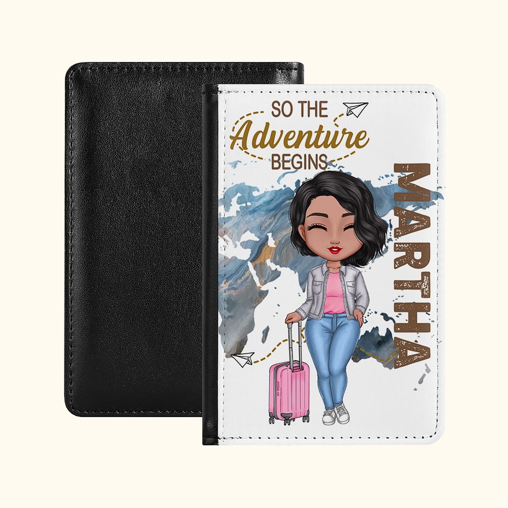Couverture de Passeport Portable Personnalisée avec Nom et Personnage Accessoire de Voyage Cadeau d'Anniversaire Noël pour Amis Famille