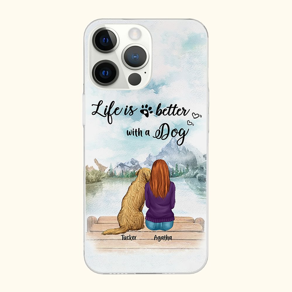 Personalizzato La vita è migliore con i cani Custodia per telefono con gabbiano Regalo di compleanno per gli amanti dei cani