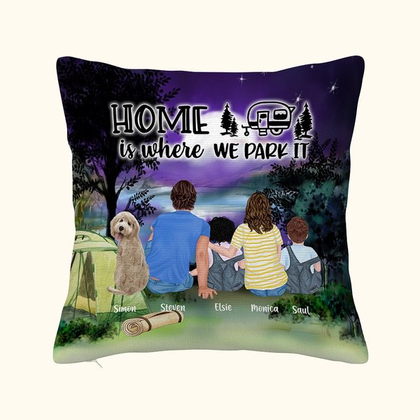 Funda de cojín personalizada Family Home Is Where We Park It Regalo de aniversario Regalo de San Valentín Decoración del hogar