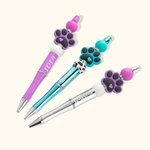 Personalized Paw Print Beaded Ballpoint Pen with Name Birthday Anniversary Gift for Pet Lover