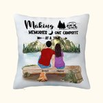 Famiglia personalizzata che crea ricordi in un campeggio alla volta: cuscino di copertura per il compleanno, regalo di Natale per la coppia di amanti 