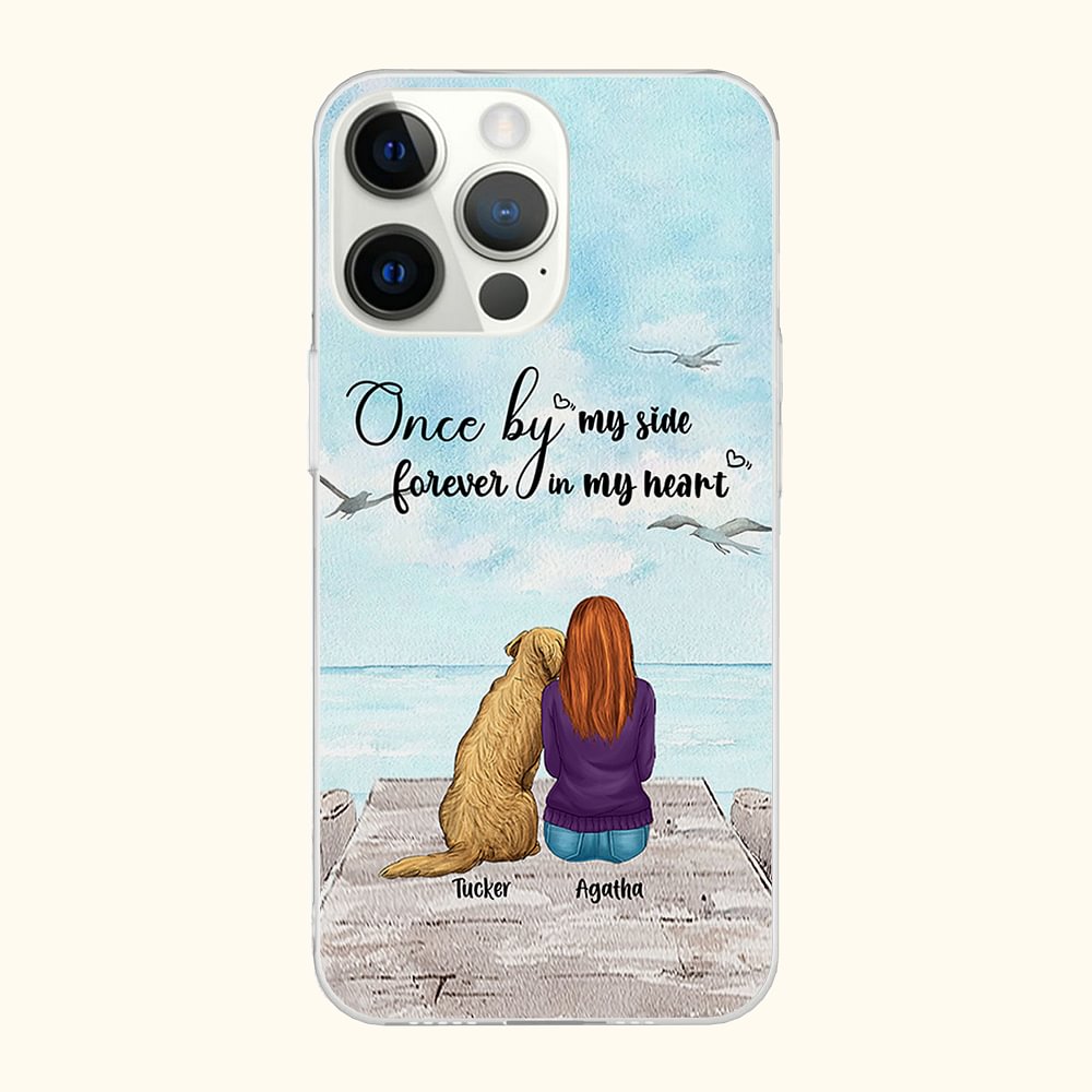 Custodia per telefono personalizzata Once By My Side Forever In My Heart Gabbiano Regalo di compleanno per amanti dei cani