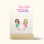 Personalized We're Not Sugar And Spice Everything Nice LED Night Light with Wood Base Birthday Christmas Gift for Besties Desk Decoration