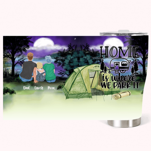 Personalized Home is Where We Park It Camping Theme Curved Tumbler with Pet Christmas  Thanksgiving Day Gift for Family