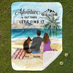 Personalised Adventure Is Out There Let's Find It Camping Blanket with Names Birthday Christmas Gift for Couple Family Camping Lovers