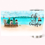 Vaso Curvo 30oz Personalizado Life Is Better Around The Campfire with Pet Dog Happy Camping Gift for Family Couple