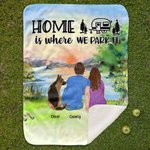 Personalized Home Is Where We Park It Camping Blanket Birthday Christmas Gift for Couple Family Camping Lovers