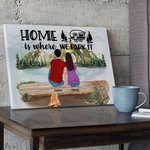 Personalized Mountain Campfire Camping Frameless Painting Wall Decoration Gift for Family Camping Lover