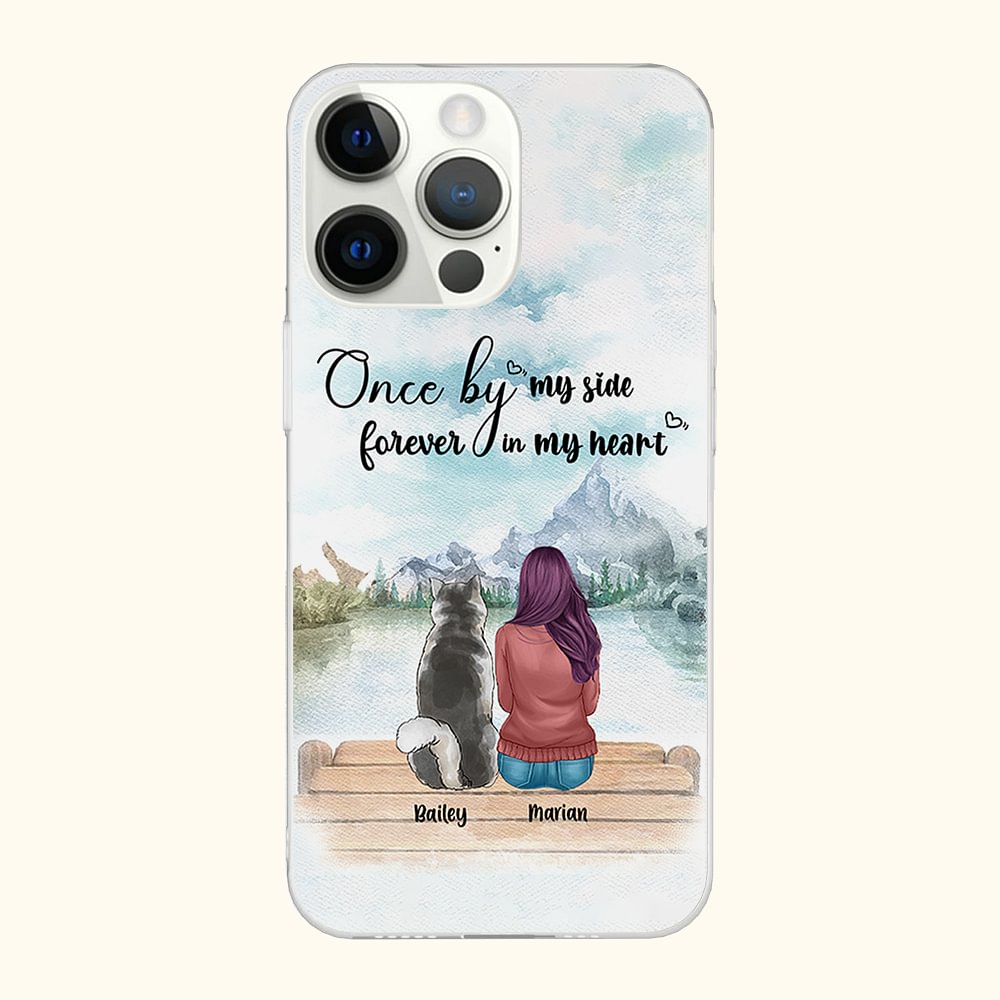 Personalizzato Once By My Side Forever In My Heart Clear Phone Case Regalo di Natale Compleanno Regalo commemorativo per gli amanti degli animali dome