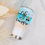 Vaso Curvo 30oz Personalizado Life Is Better Around The Campfire with Pet Dog Happy Camping Gift for Family Couple
