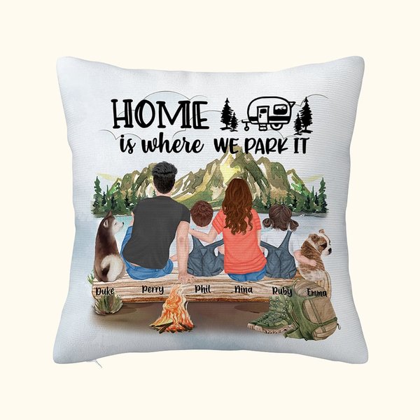 Personalised Home Is Where We Park It Family Throw Pillow Cover Birthday Valentine's Day Gift