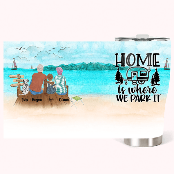 Personalized Home is Where We Park it 30oz Curved Tumbler with Dog Christmas Thanksgiving Gift for Family  Couple