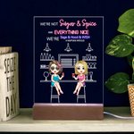 Personalized We're Not Sugar And Spice Everything Nice LED Night Light with Wood Base Birthday Christmas Gift for Besties Desk Decoration