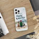 Custodia per telefono personalizzata I Love You To The Moon And Back Mountain and River Regalo di compleanno per gli amanti dei cani