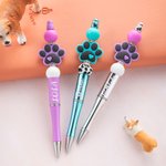 Personalized Paw Print Beaded Ballpoint Pen with Name Birthday Anniversary Gift for Pet Lover