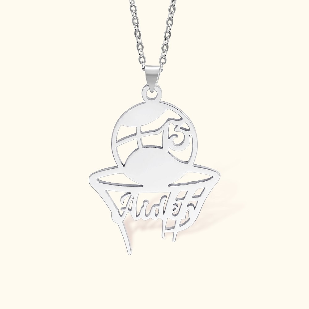 Pendentif Personnalisé avec Prénom et Chiffre de Basketball Collier pour Joueur de Basketball Amateur de Sport