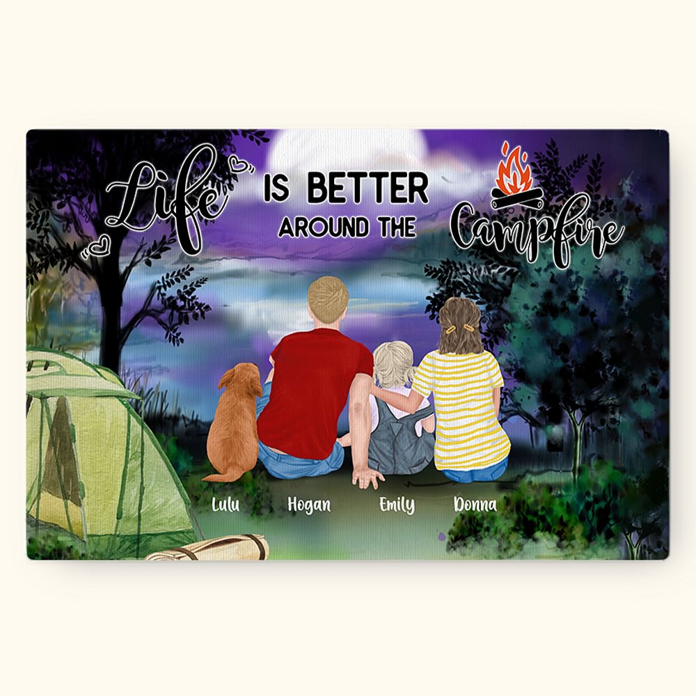 Décoration murale personnalisée Life Is Better Around The Campfire (La vie est plus belle autour du feu de camp) Cadeau d'anniversaire pour la famille