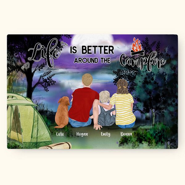 Décoration murale personnalisée Life Is Better Around The Campfire (La vie est plus belle autour du feu de camp) Cadeau d'anniversaire pour la famille
