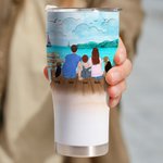 Personalizzato Making Memories Famliy with Pets Camping 30oz Curved Tumbler Anniversary Christmas Gift for Family