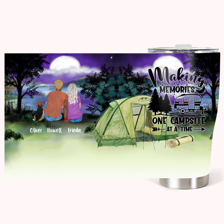 Gobelet personnalisé "Making Memories One Campsite At A Time" 30oz avec chien Cadeau de Noël pour la famille