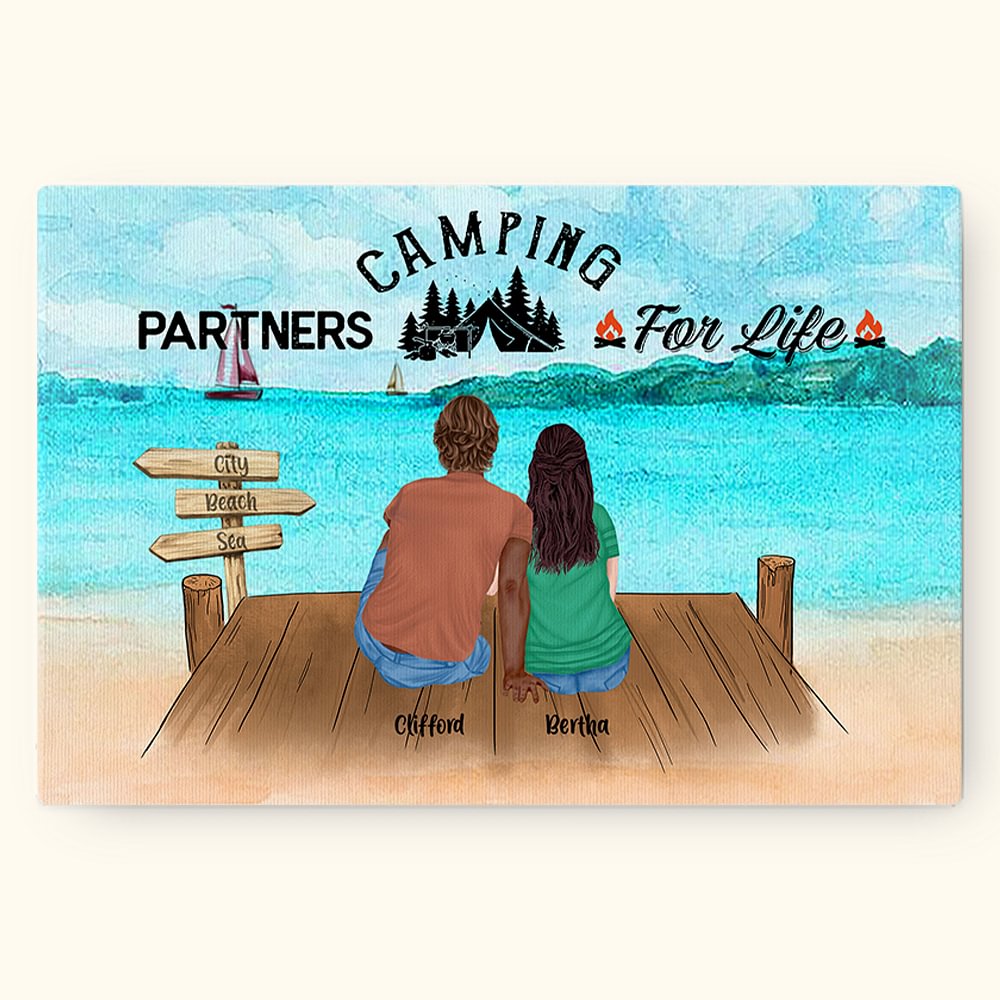 Peinture romantique personnalisée Seaside Camping Life sans cadre Cadeau de Saint-Valentin pour couple