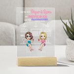 Personalized We're Not Sugar And Spice Everything Nice LED Night Light with Wood Base Birthday Christmas Gift for Besties Desk Decoration