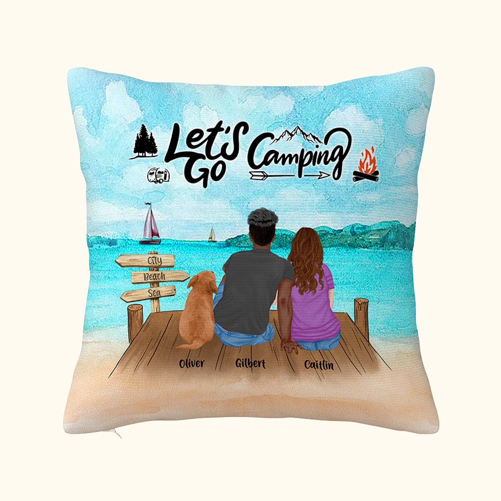 Couvre oreiller personnalisé Family Let's Go Camping Home Decoration Anniversary Gift Birthday Gift