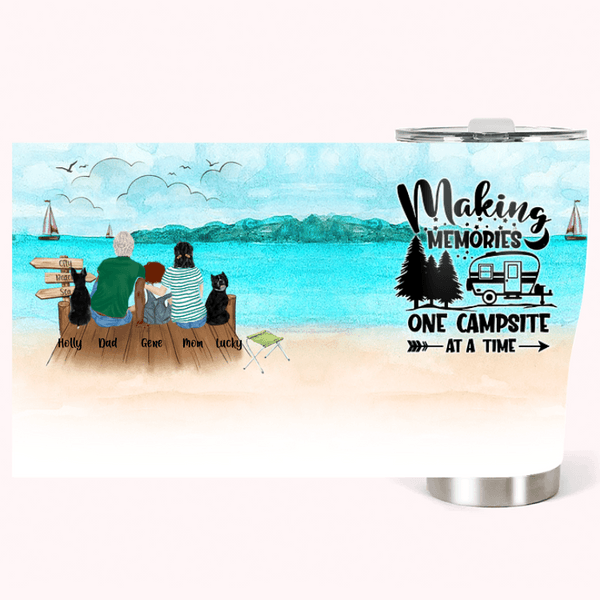 Personalizzato Making Memories Famliy with Pets Camping 30oz Curved Tumbler Anniversary Christmas Gift for Family