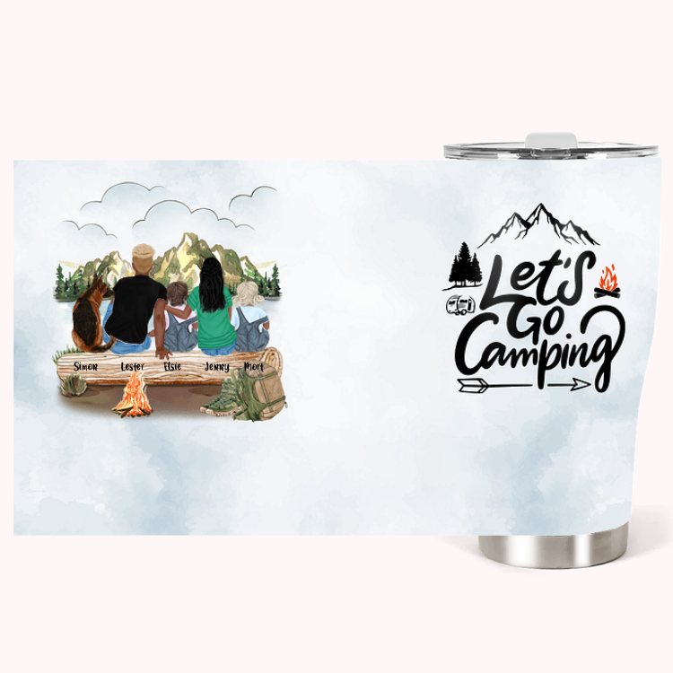 Gobelet personnalisé Let's Go Camping Family Camping Curved Tumbler Anniversary Birthday Gift for Family (Cadeau d'anniversaire pour la famille)
