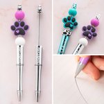 Personalized Paw Print Beaded Ballpoint Pen with Name Birthday Anniversary Gift for Pet Lover