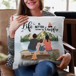 Personalised Family Throw Pillow Cover Life Is Better Around The Campfire  Anniversary Gift Home Decoration for Living Room