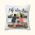Personalised Family Throw Pillow Cover Life Is Better Around The Campfire  Anniversary Gift Home Decoration for Living Room