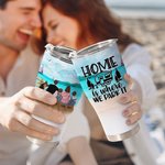 Personalized Home is Where We Park it 30oz Curved Tumbler with Dog Christmas Thanksgiving Gift for Family  Couple