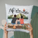 Personalised Family Throw Pillow Cover Life Is Better Around The Campfire  Anniversary Gift Home Decoration for Living Room