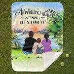 Personalisierte Abenteuer ist da draußen finden wir es Camping Sonne Decke Geburtstag Geschenk für Ehepaar Familie Camping Liebhaber Camp Zubehör