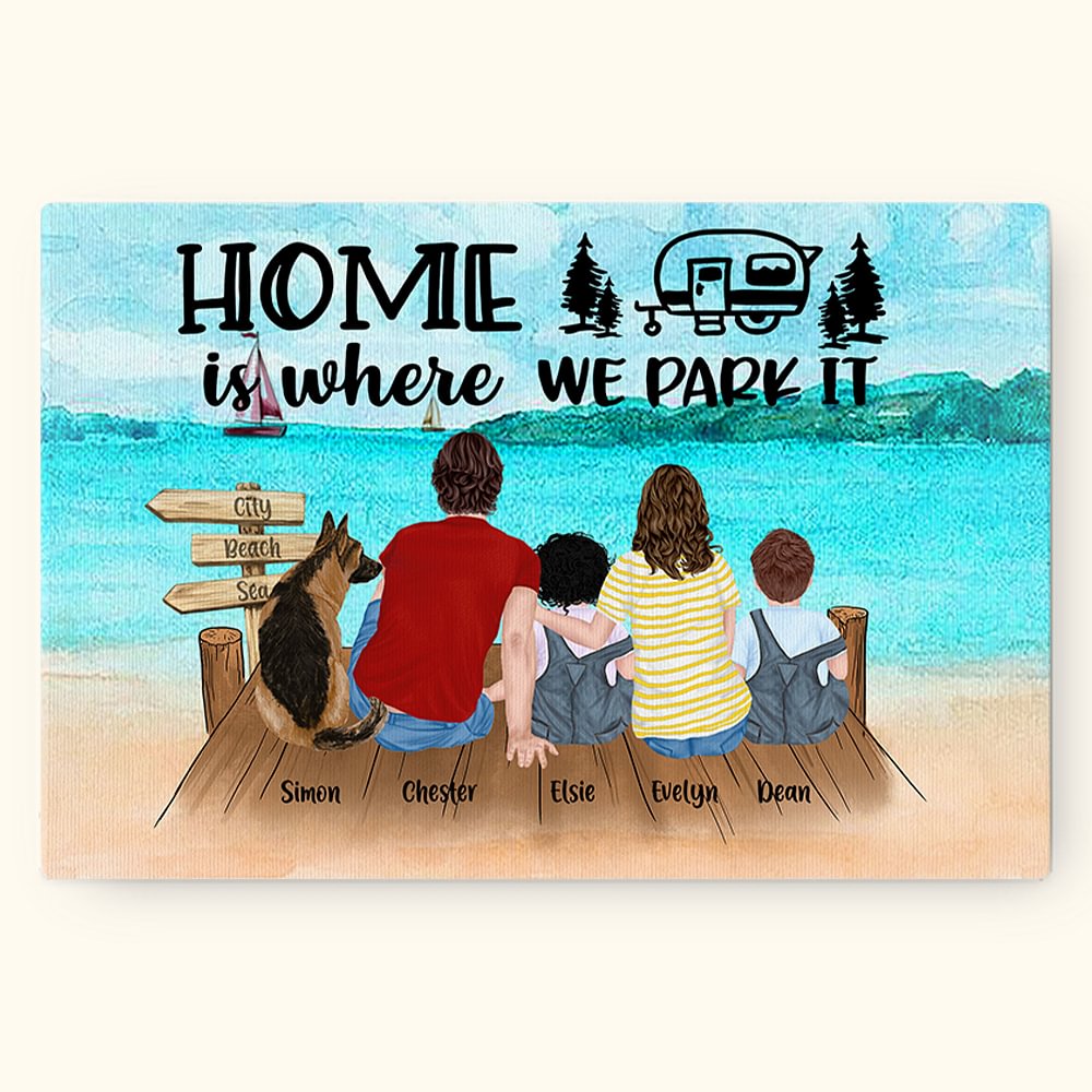 Peinture de plage personnalisée sans cadre Décoration murale Cadeau pour la famille Amoureux du camping