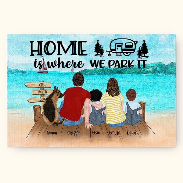 Peinture de plage personnalisée sans cadre Décoration murale Cadeau pour la famille Amoureux du camping