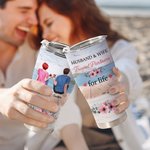 Personalized Husband and Wife Travel Partners for Life 30oz Names Curved Tumbler with Straw Anniversary Valentine's Day Gift for Couple