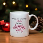 Personalised Family Tree Mug Happiness Quote Mug 11oz/15oz Love Heart Coffee Cup Retirement Birthday Christmas Gift for Mom Grandma