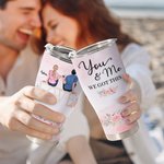Personalized You and Me We Got This Couple Sitting on Love Chair Curved Tumbler with Straw Anniversary Valentine's Day Gift for Couple