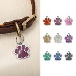 Personalized Glitter Paw Print Pet ID Tag Dog Cat Name Ornament Pet Loss Prevention Essential Gift for Pet Owner