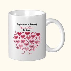 Mug Personnalisé avec Arbre Généalogique Motif Coeur Cadeau Anniversaire Fête pour Mère Femme