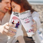Personalized Together Since 2020 Couple Sitting Under Love Tree Curved Tumbler with Straw Anniversary Valentine's Day Gift for Couple