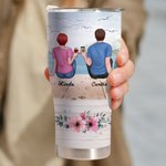 Personalized Husband and Wife Travel Partners for Life 30oz Names Curved Tumbler with Straw Anniversary Valentine's Day Gift for Couple