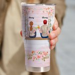 Cadeau personnalisé pour mari et femme, partenaires de voyage pour la vie, avec paille et verre bombé 30oz Cadeau d'anniversaire pour couple